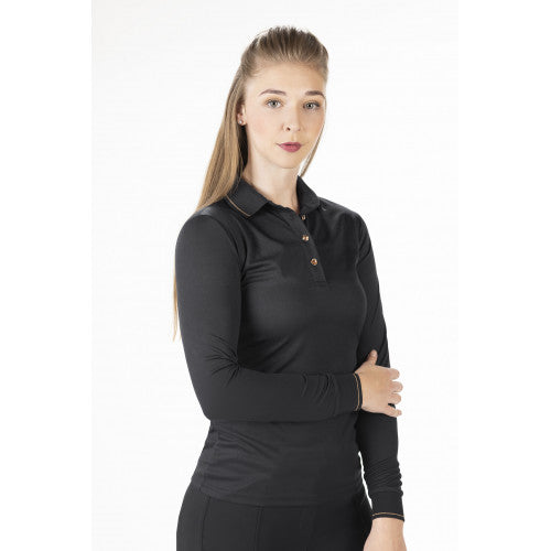 HKM Rosegold glamour style Poloshirt lange mouw