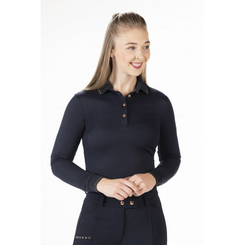 HKM Rosegold glamour style Poloshirt lange mouw