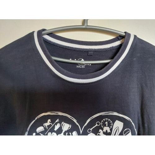 2e hands Fair Play T shirt blauw met hart print maat xxl 