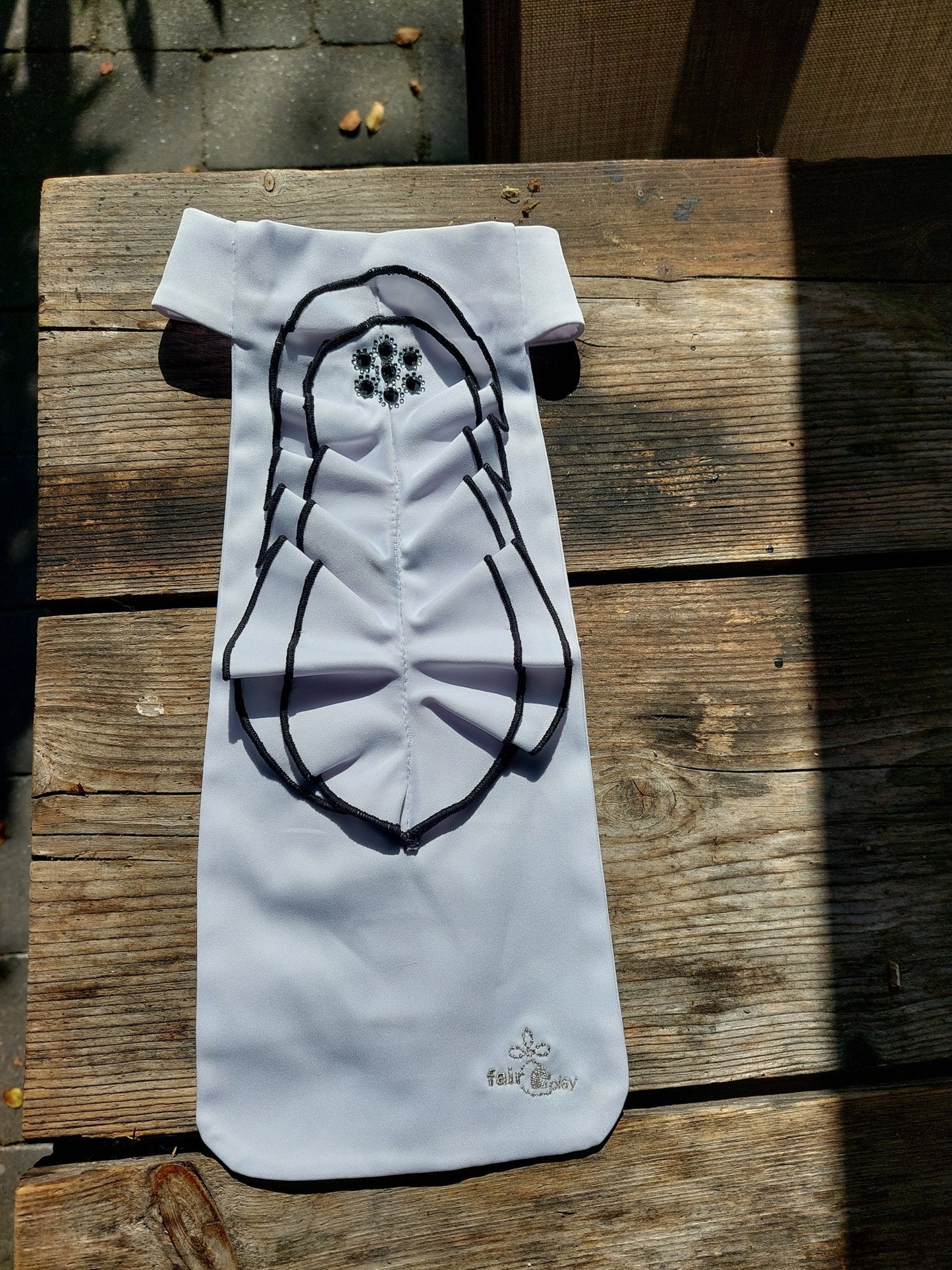 Sale Fair Play Plastron met zwarte steentje in cirkel vorm op 2 laagjes