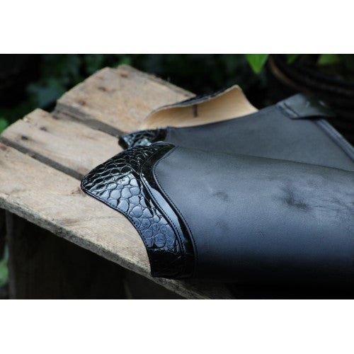 2e Hands Leren Chaps met Croco en lak jachtkap, zwart