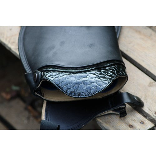 2e Hands Leren Chaps met Croco en lak jachtkap, zwart