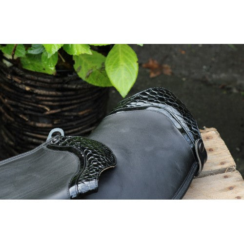 2e Hands Leren Chaps met Croco en lak jachtkap, zwart