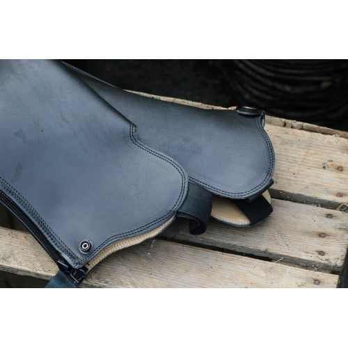 2e Hands Leren Chaps met Croco en lak jachtkap, zwart