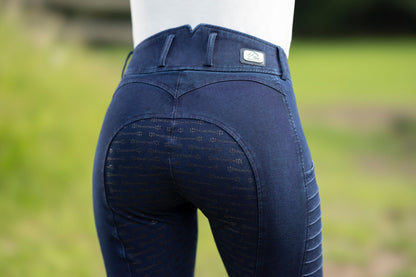 HKM Aruba Dames Denim rijbroek met siliconen zit
