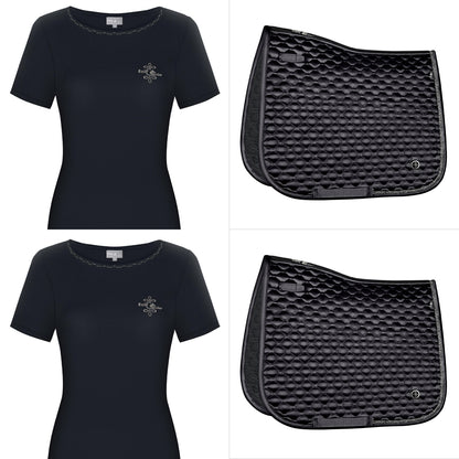 Set zwart Fair Play Zadeldekje Nephite met gratis shirt Dacy twv € 34.95