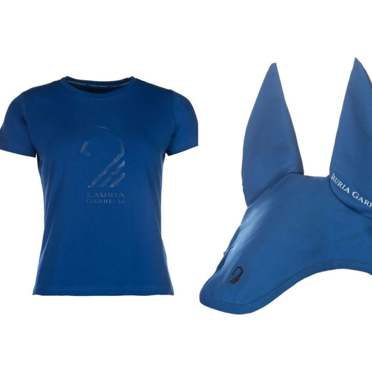 Sale HKM Lauria Garelli set shirt en oornetje blauw
